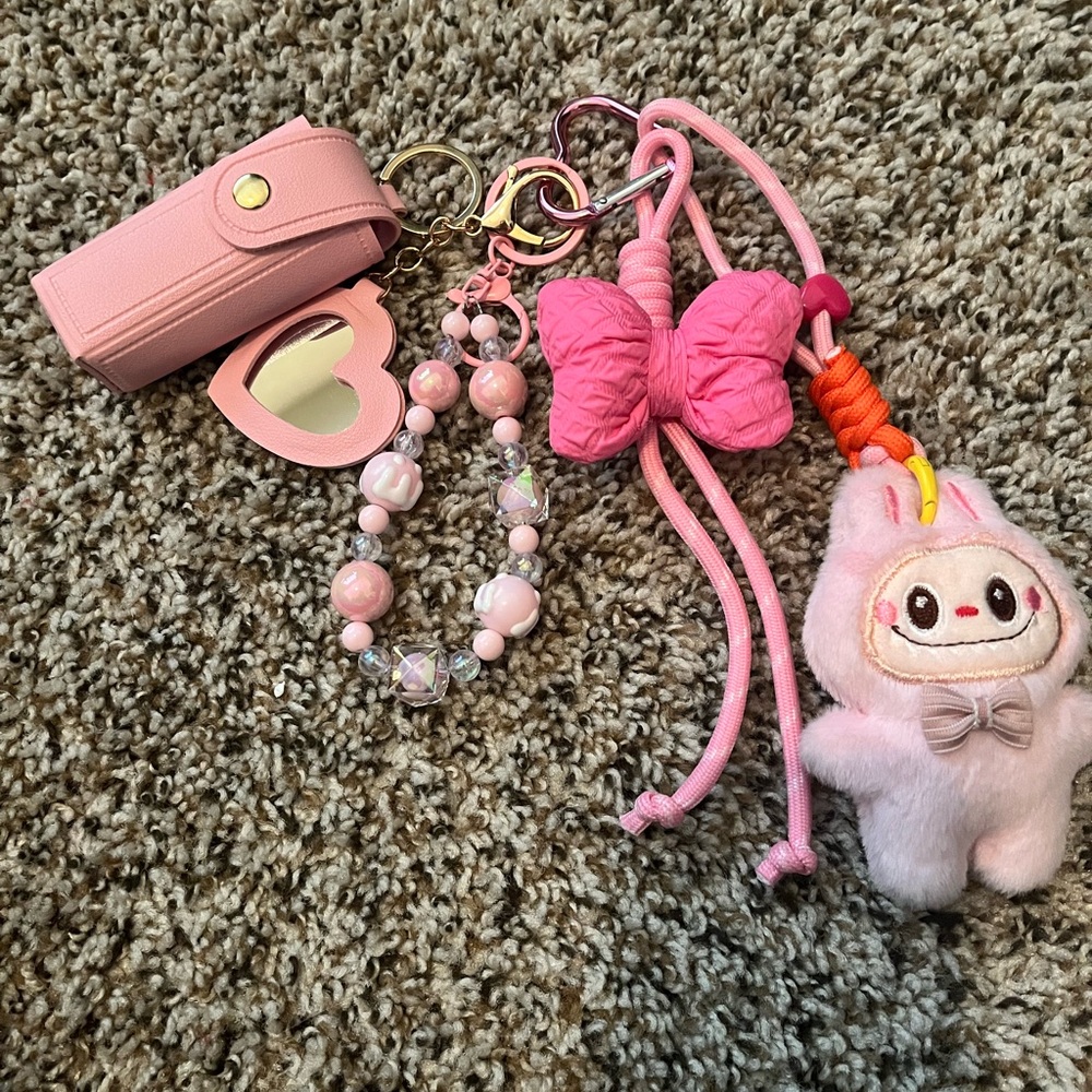 Pink Keychain and Accessories in Set